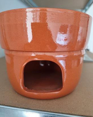 scaldavivande in terracotta smaltata 
