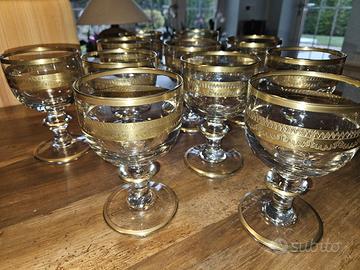 Set 11 Calici Cristallo e Oro Zecchino