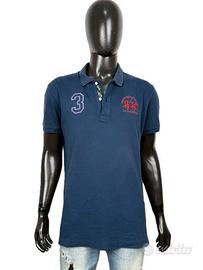 polo la martina uomo cotone taglia XL blu