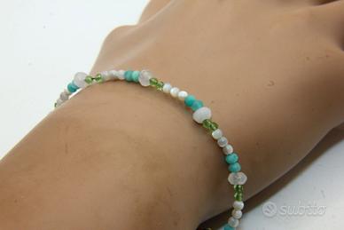 Splendido braccialetto perline chiusura argento