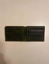 Portafoglio uomo in vera pelle-verde bosco- Nuovo