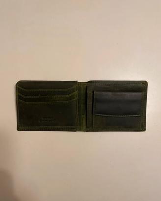 Portafoglio uomo in vera pelle-verde bosco- Nuovo