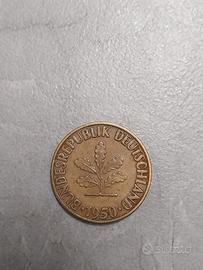 Moneta tedesca da 10 pfennig 1950.