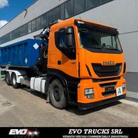 IVECO STRALIS 460 CON GRU PALFINGER,CASSONE