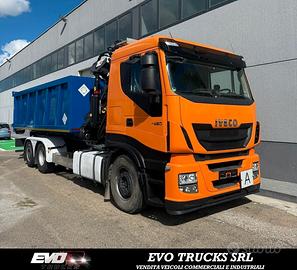IVECO STRALIS 460 CON GRU PALFINGER,CASSONE