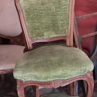 Sedie/Poltrone antiche in legno e velluto vede