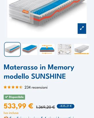 Materasso Memory mod. Sunshine 120x200