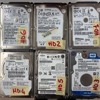 Lotto n. 6 HDD da 2,5'' varie marche e varie capac