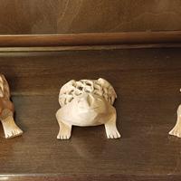 Set 3 statuette rane, indiane, intagliate a mano