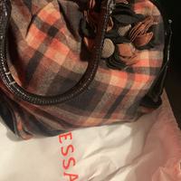 Borsa in pelle e stoffa