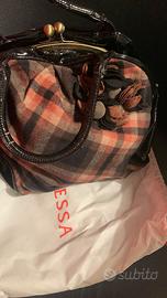 Borsa in pelle e stoffa