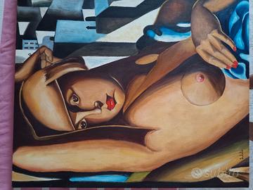 Copia su tela di quadro di Tamara de Lempicka