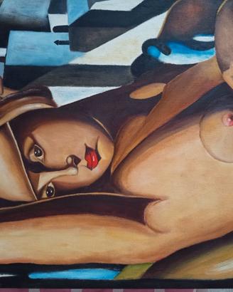 Copia su tela di quadro di Tamara de Lempicka
