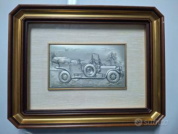 Quadro Bassorilievo Argentato Auto d'Epoca
