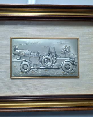 Quadro Bassorilievo Argentato Auto d'Epoca