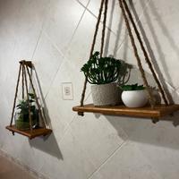 BAGNO / CUCINA Coppia mensole in legno e corda