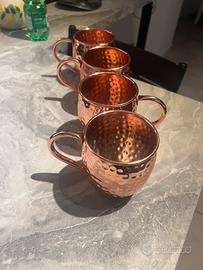 4 bicchieri rame effetto martellato