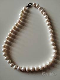collana di perle d'acqua dolce chiusura argento