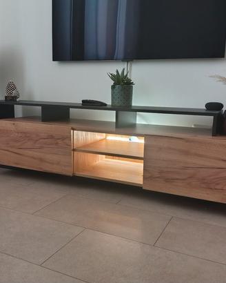 Mobile TV nero/rovere con led