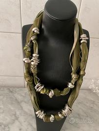 Collana in tessuto e argento