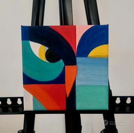 Mini quadro originale – gufo stilizzato, olio su t