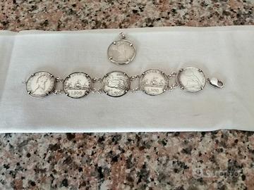 bracciale in argento con monete 