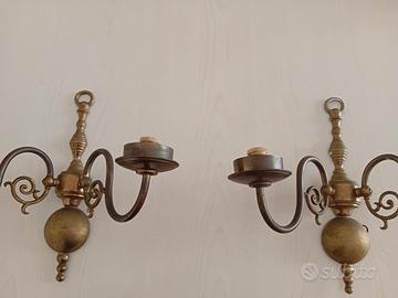 2 antiche appliques in ottone 