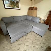 Divano letto angolare con pouf contenitore