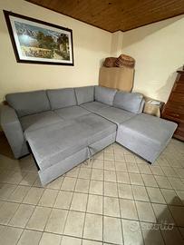 Divano letto angolare con pouf contenitore