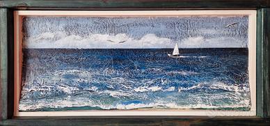 QUADRO MODERNO, Paesaggio, Marina, cartapesta le
