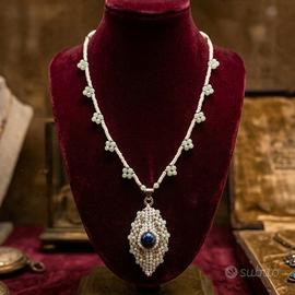 Collana Boho Vintage Pendente Gemme Lapislazzuli