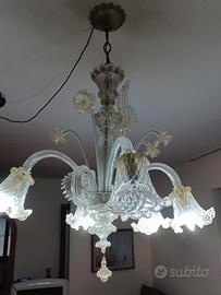 lampadario artigianale in vetro soffiato di Murano