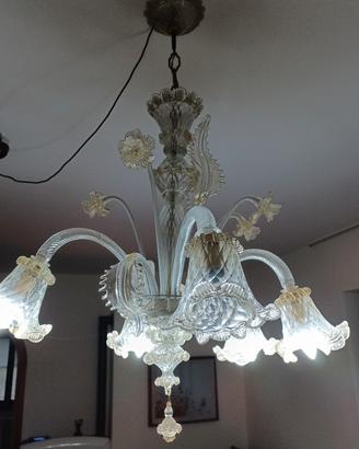 lampadario artigianale in vetro soffiato di Murano