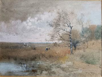 Federico Rossano Olio Cartoncino Quadro Antico