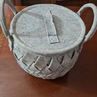 Cesto porta panettone in feltro con coperchio