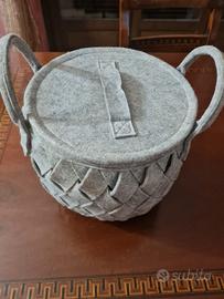 Cesto porta panettone in feltro con coperchio