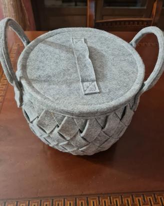 Cesto porta panettone in feltro con coperchio