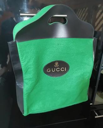 Gucci sacca borsa shopping bag grande verde nero
