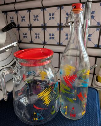 Brocca acqua e bottiglia vetro