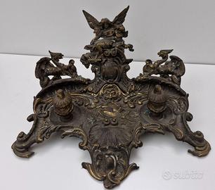 Calamaio antico da scrivania porta inchiostro