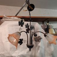 Lampadario a sospensione in ferro battuto 3 luci