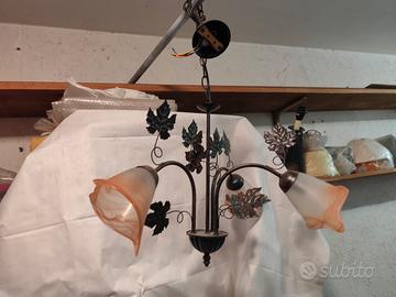 Lampadario a sospensione in ferro battuto 3 luci