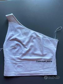 Top monospalla Calvin Klein Jeans Bianco