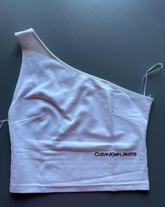 Top monospalla Calvin Klein Jeans Bianco
