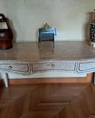 Tavolo scrivania intarsiato in marmo