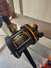 2 canne da pesca traina con mulinello 