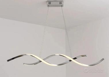Lampadario a sospensione argento onda LED