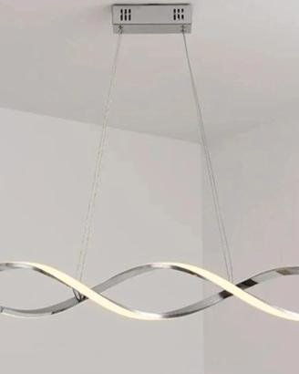 Lampadario a sospensione argento onda LED