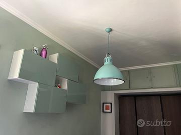 Lampadario in metallo colore verde Tiffany