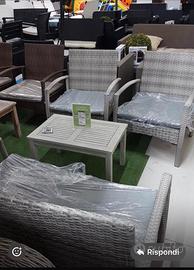 SALOTTO IN RATTAN COLORE GRIGIO/Verde